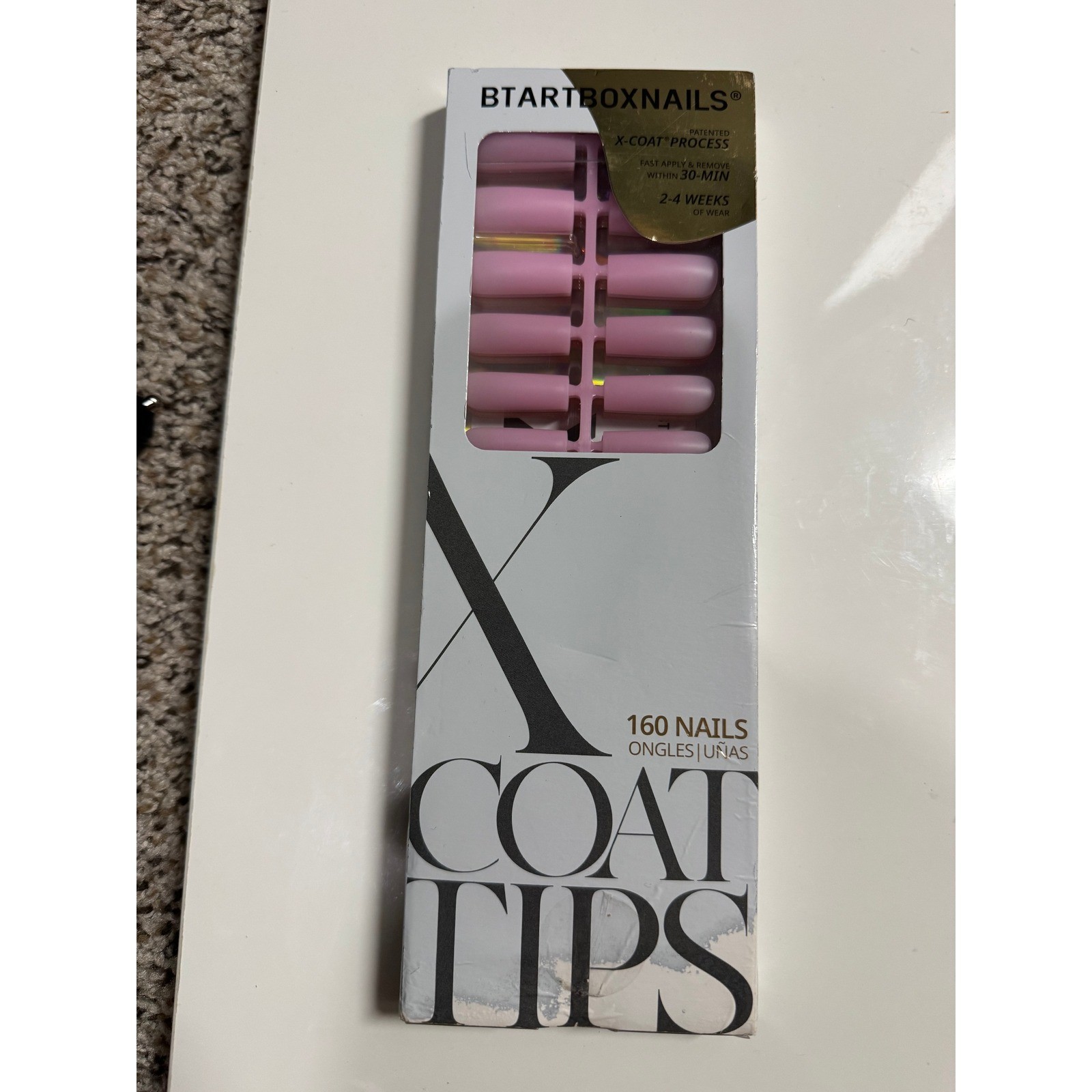 BTArtboxNails X-Coat Tips Soft Pink Matte Full Cover Gel Nail Tips 160 Count
