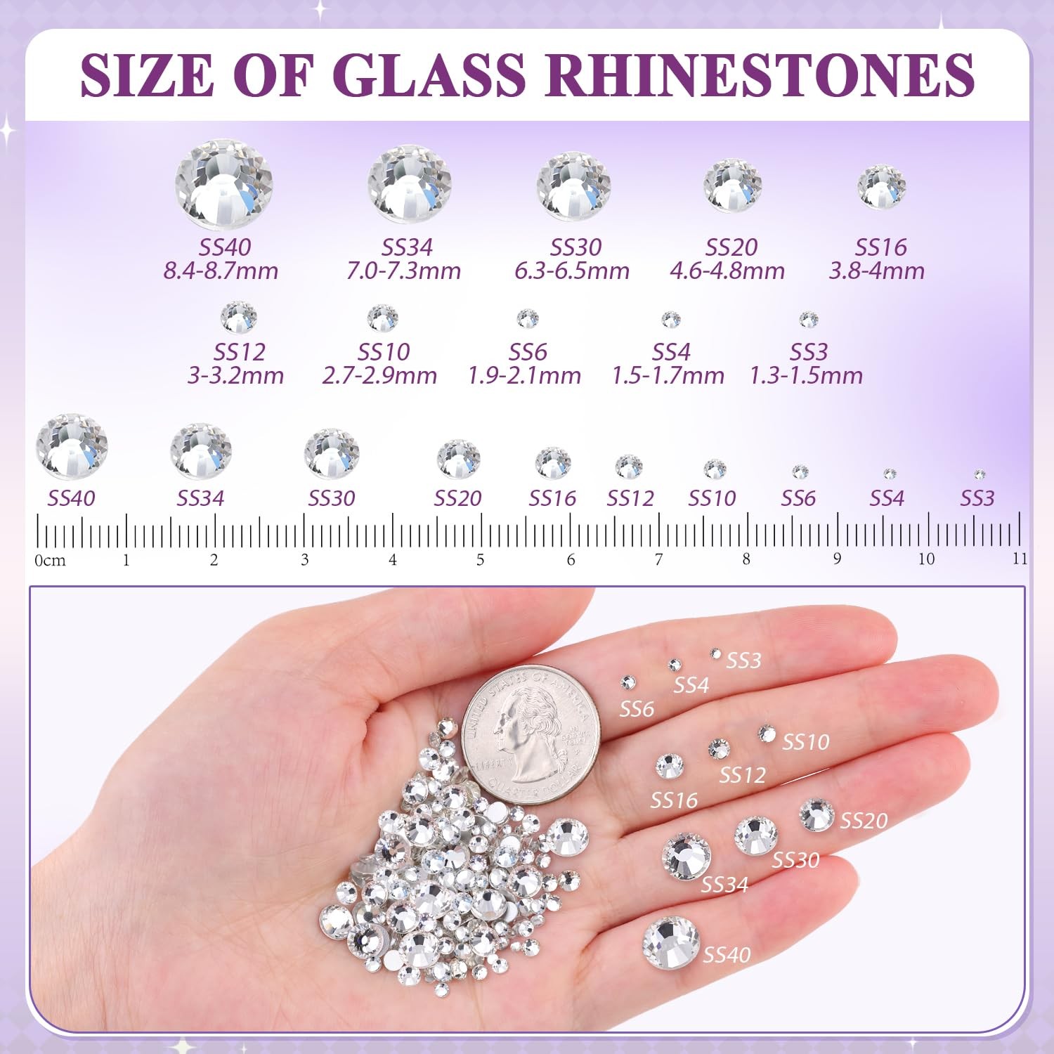 2000pcs SS20 5mm Glass Crystal Rhinestones Clear Flatback Gems for Crafts Nails