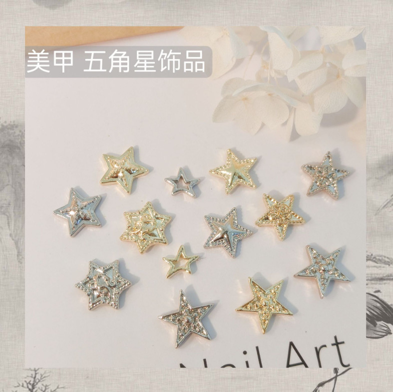 10pcs Silver Gold Alloy Mixed Star Charms Nail Art Jewelry Décor NH9