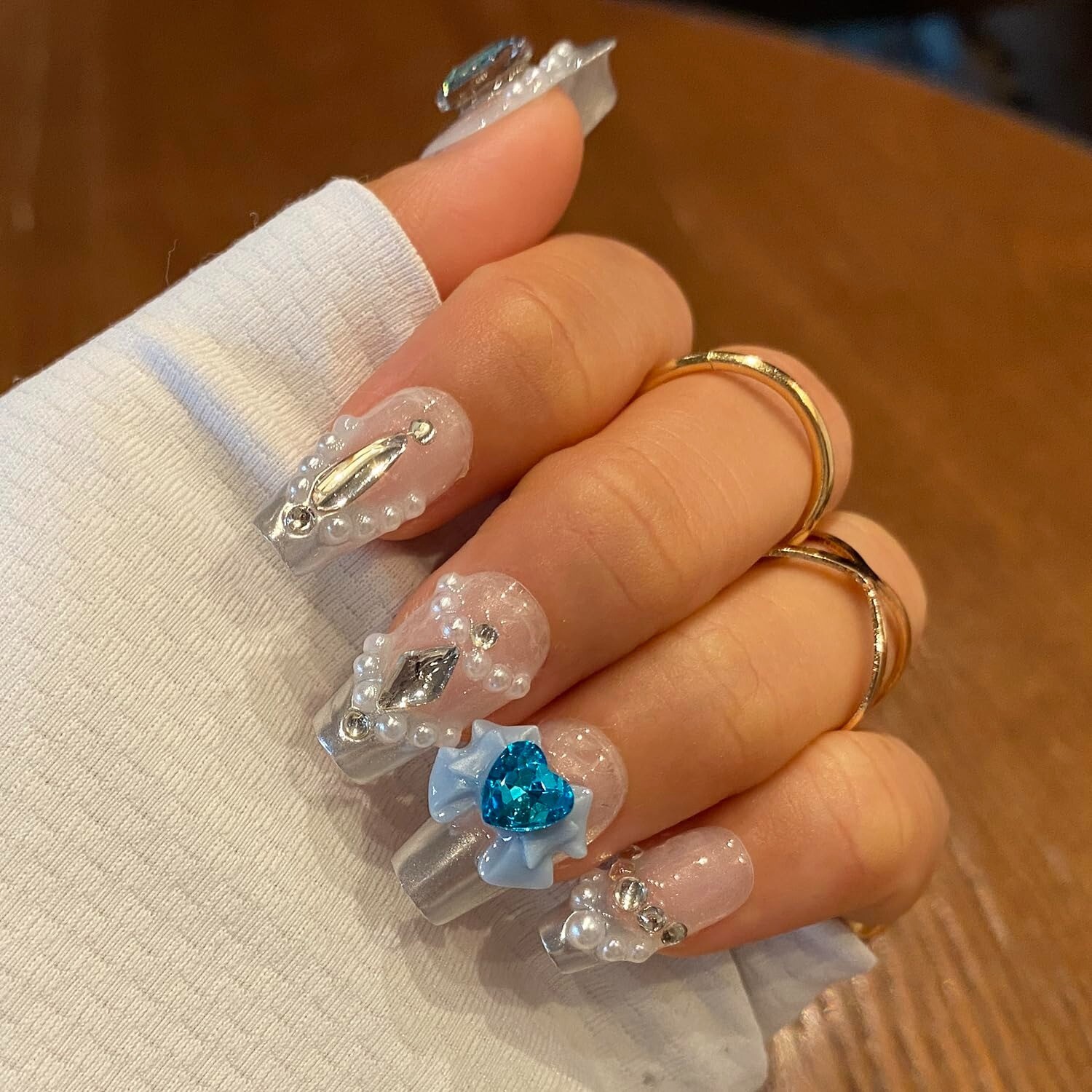 10 Piece 3D Reusable Handmade Press On Nails Celestial Awaking