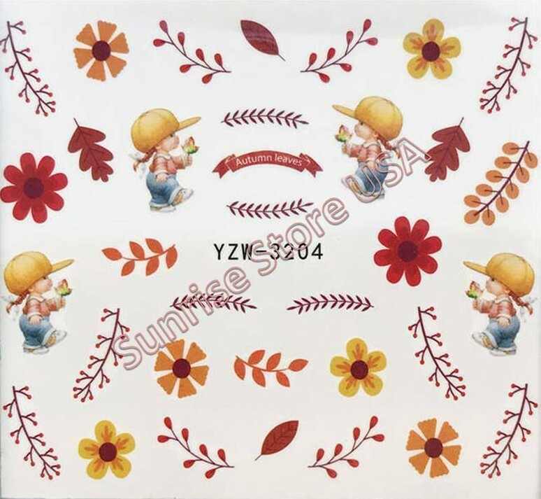 Nail Art Water Transfer Sticker Flower Leaves Butterfly bird Floral Decals