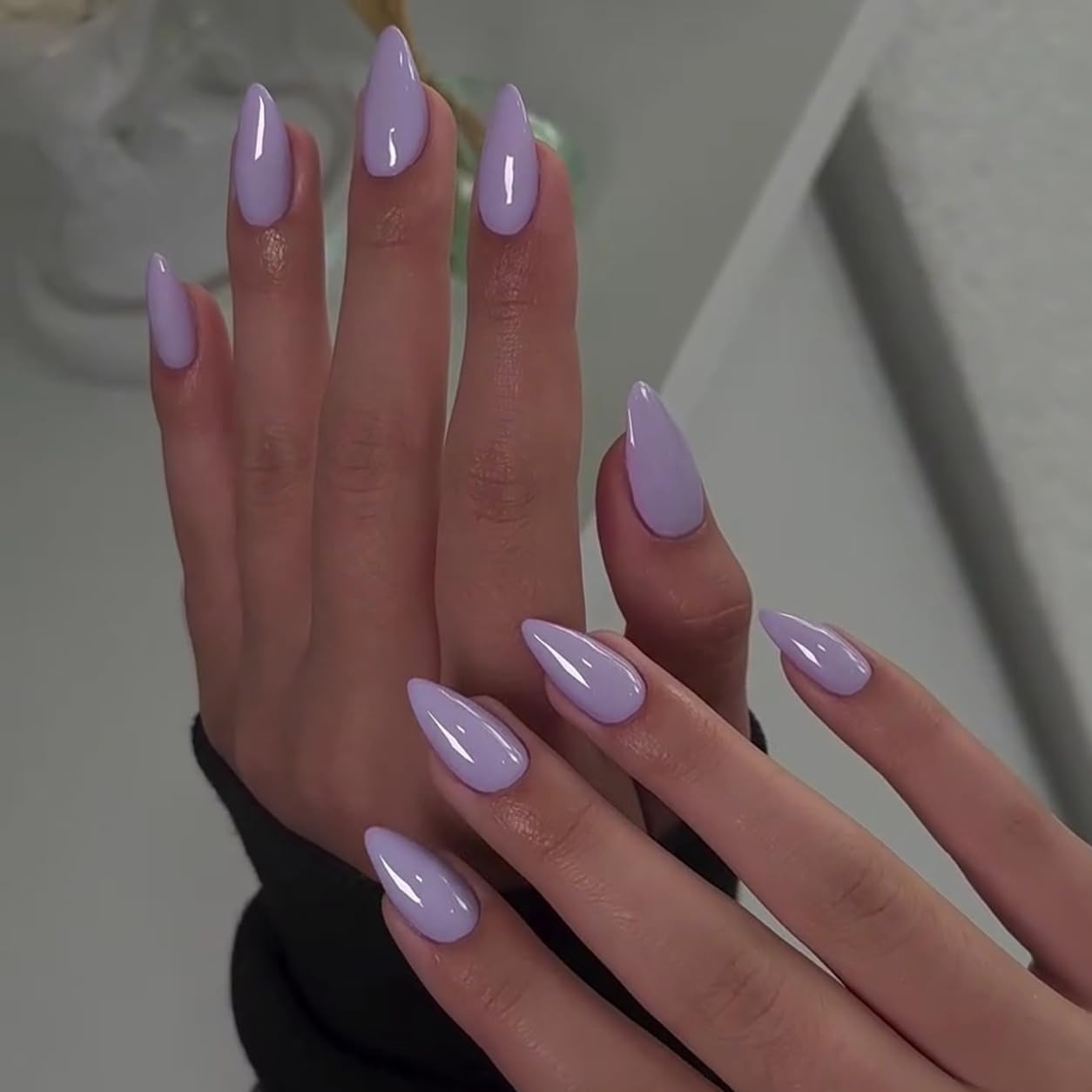 Lilac Press on Nails Short Almond 0.04 Fl Oz (Pack of 30), almond lilac