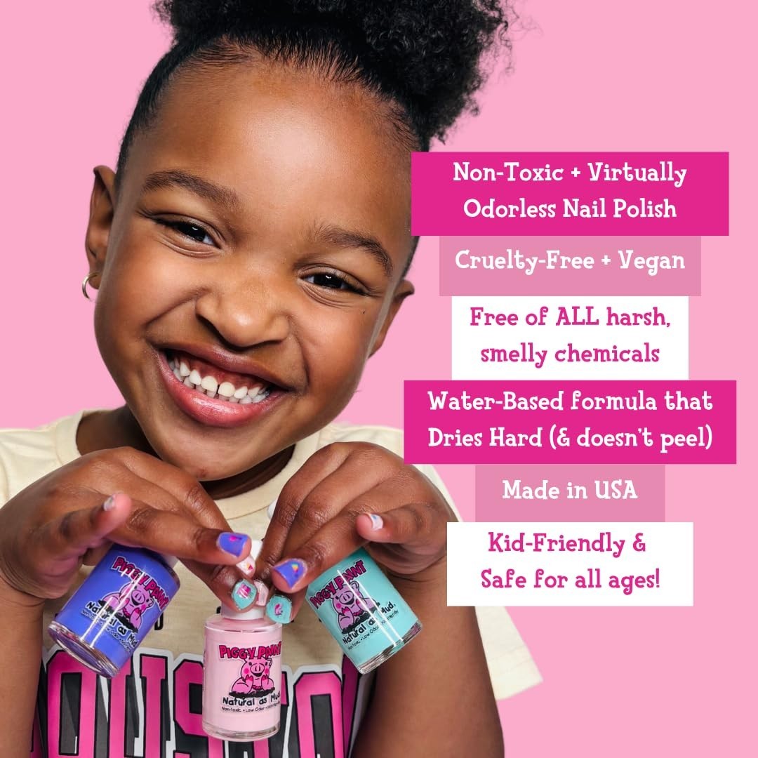 Piggy Paint | 100% Non-Toxic Girls Nail Polish (3 Polish + Nail Art Gift Set)