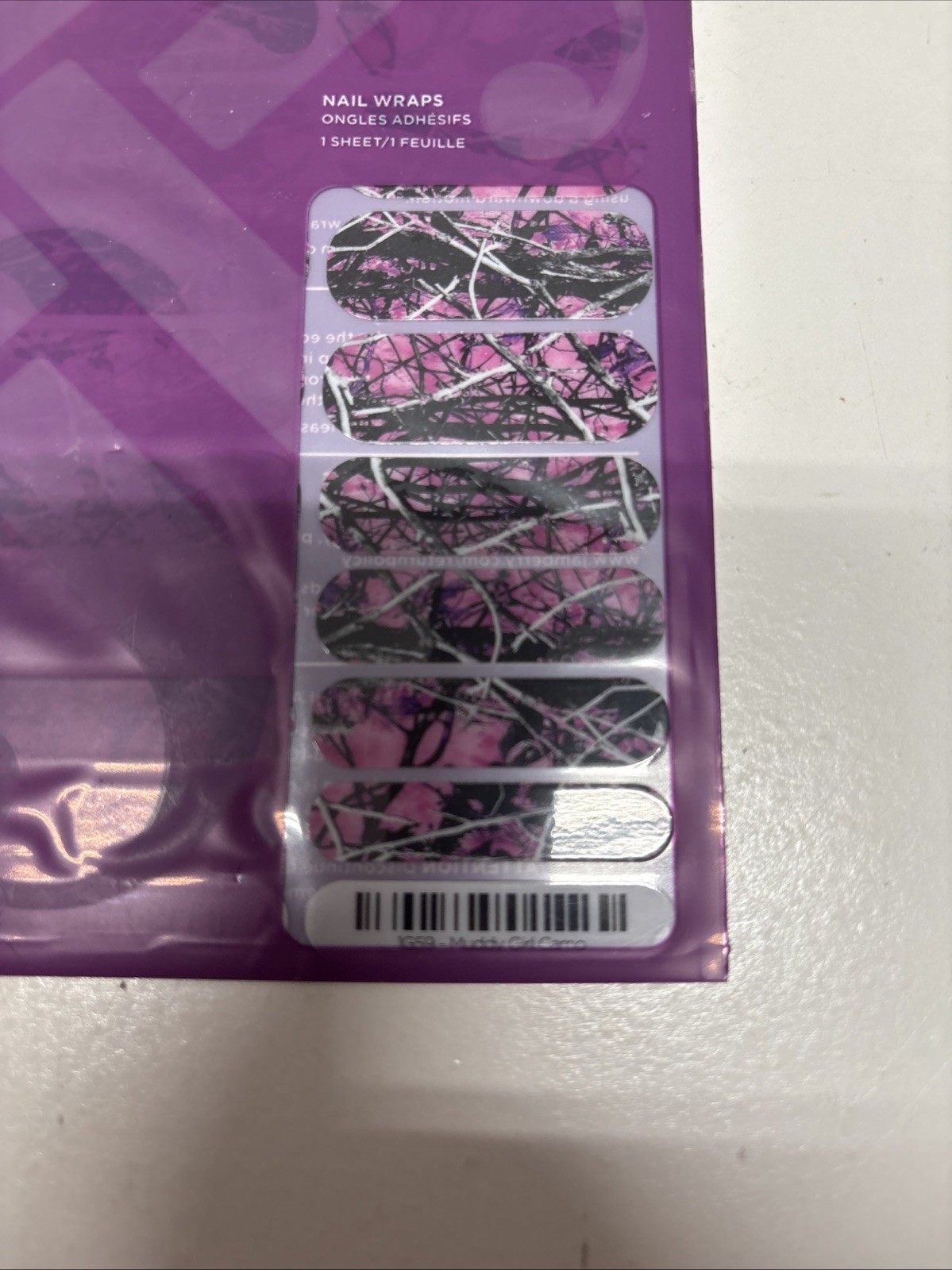 Retired Jamberry Pink Camo Nail Wraps Muddy Girl Style-Sealed