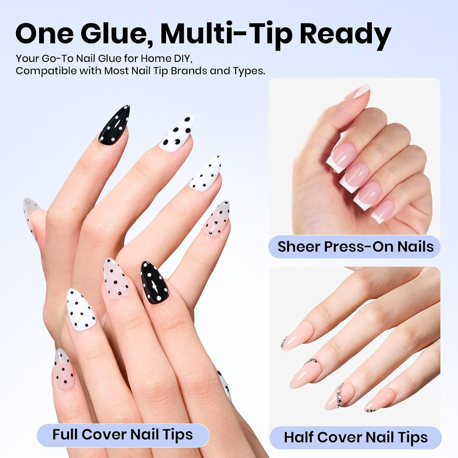 Beetles 2Pcs 15Ml Gel Nail Glue for Acrylic Nail Tips, UV Nail Glue | for Clear