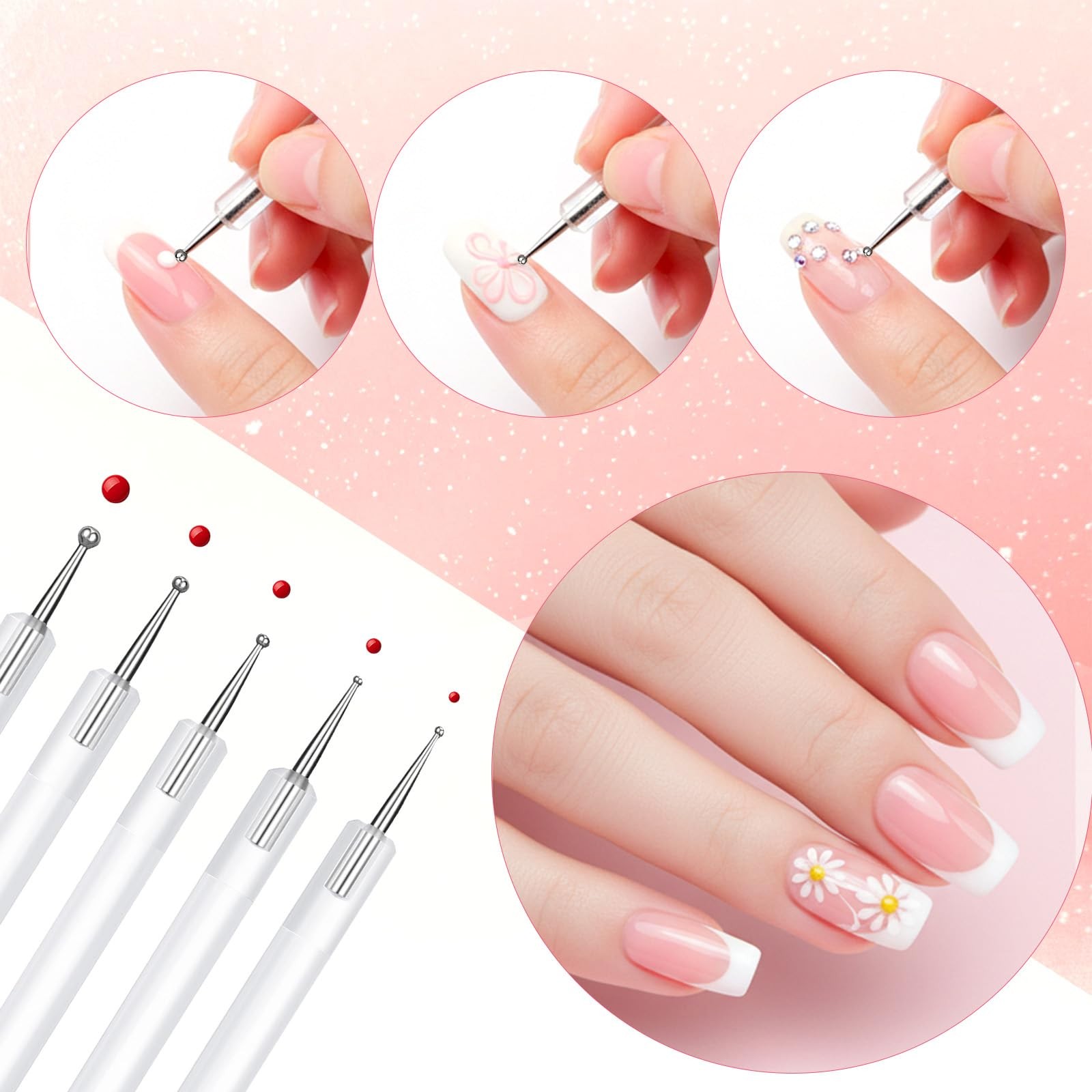 Dotting Tools Nail Art Pe, Nail Art Tools, 5 PCS 5 Size Quick Paint Double En…