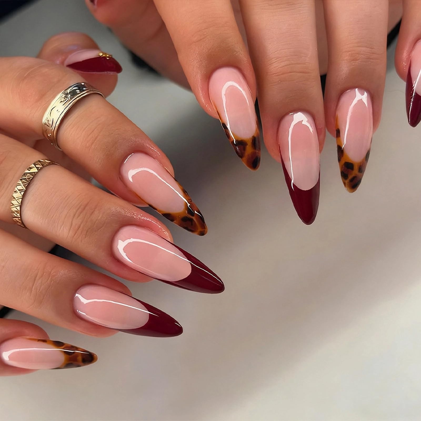 MISUD Press on Nails – Long Stiletto 0.04 Fl Oz (Pack of 24), 066A10Burgundy