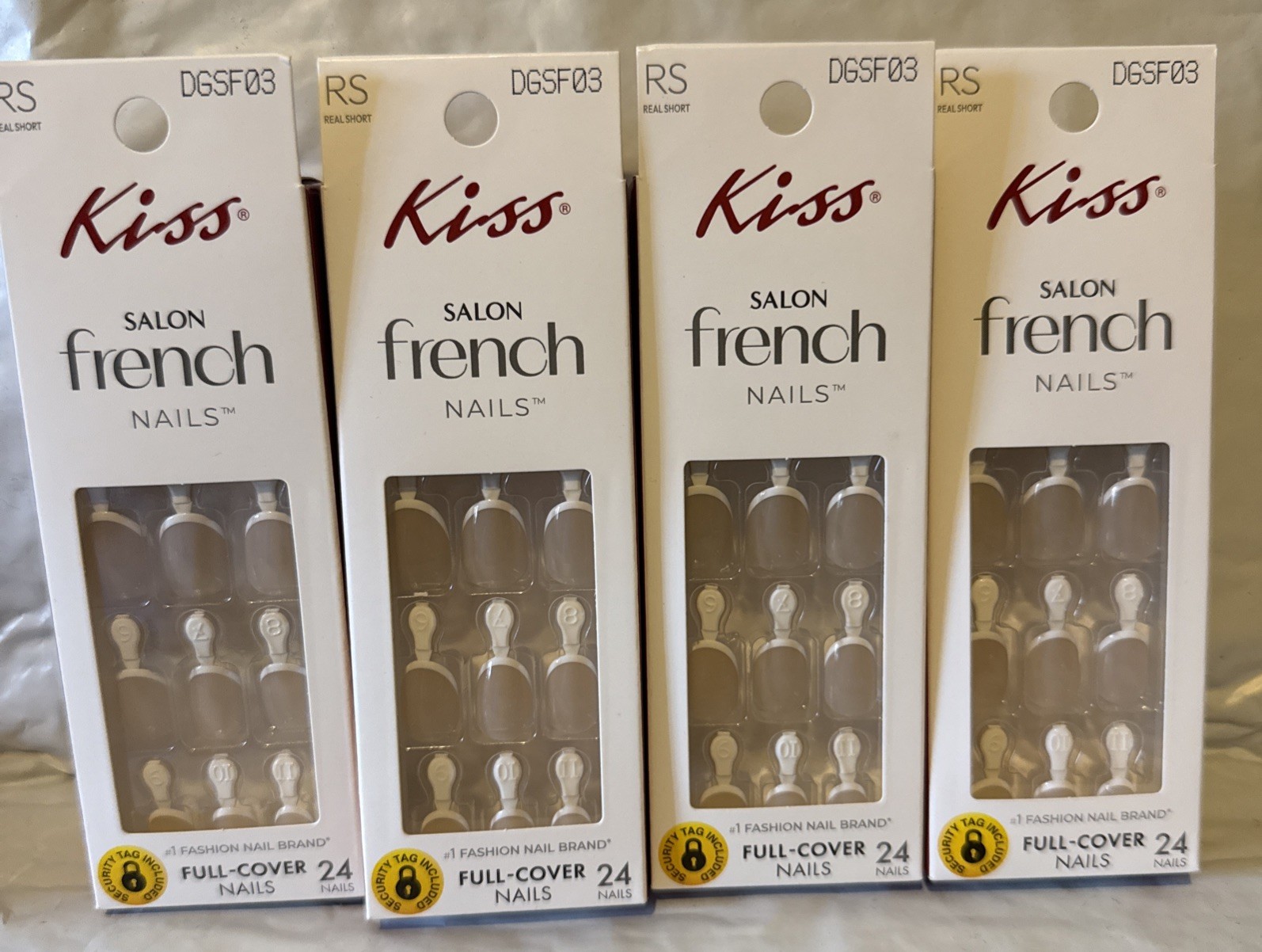 New Kiss Salon French Press-On Nails Real Short DGSF03 Moon Pink 4 Pack Bundle