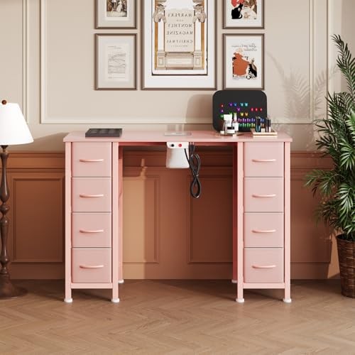 Nail Desk Manicure Workstation with Dust Collector Fabric Drawers