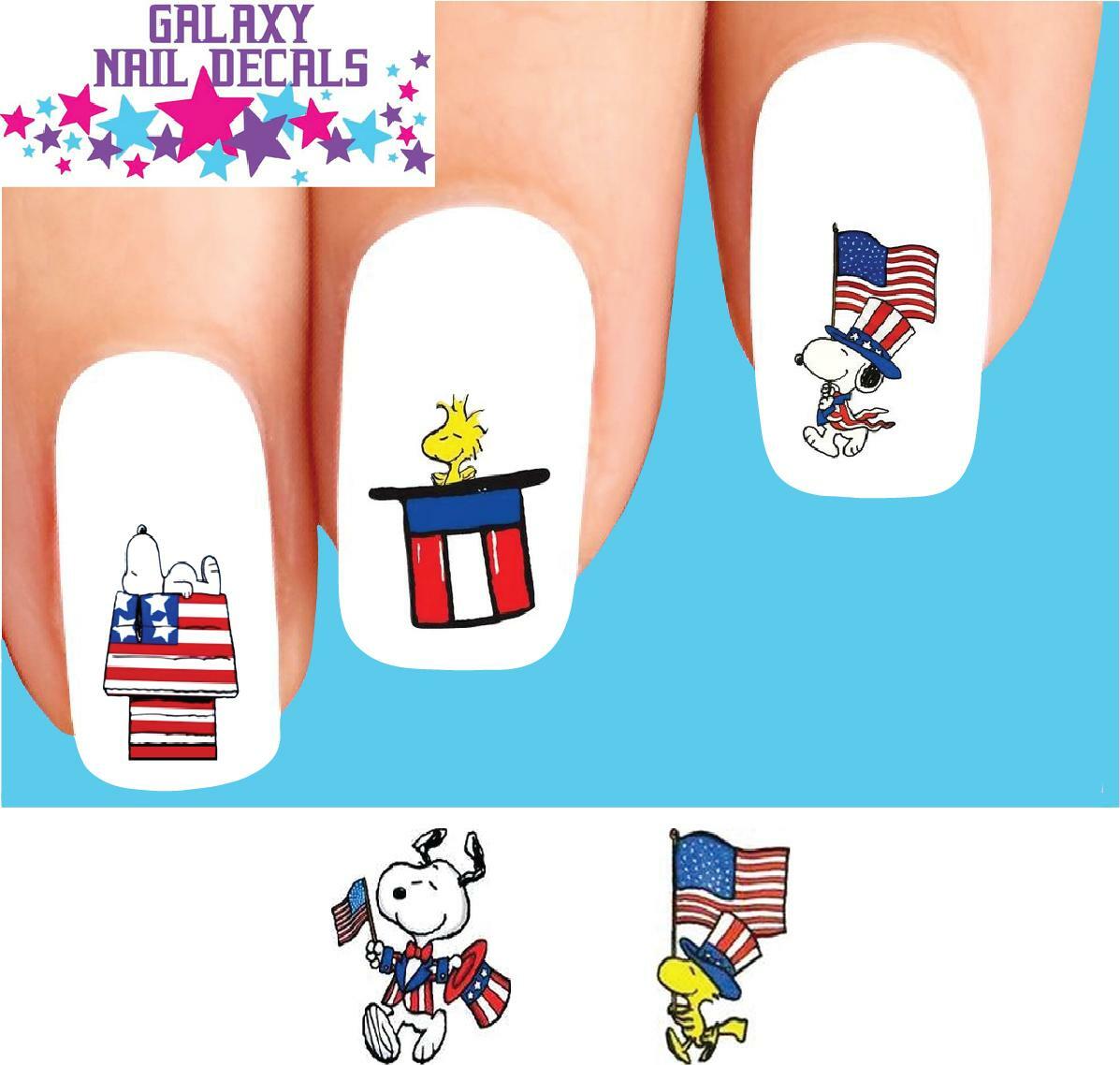 Waterslide Nail Decals – Set of 20 4th of July Snoopy Woodstock Assorted
