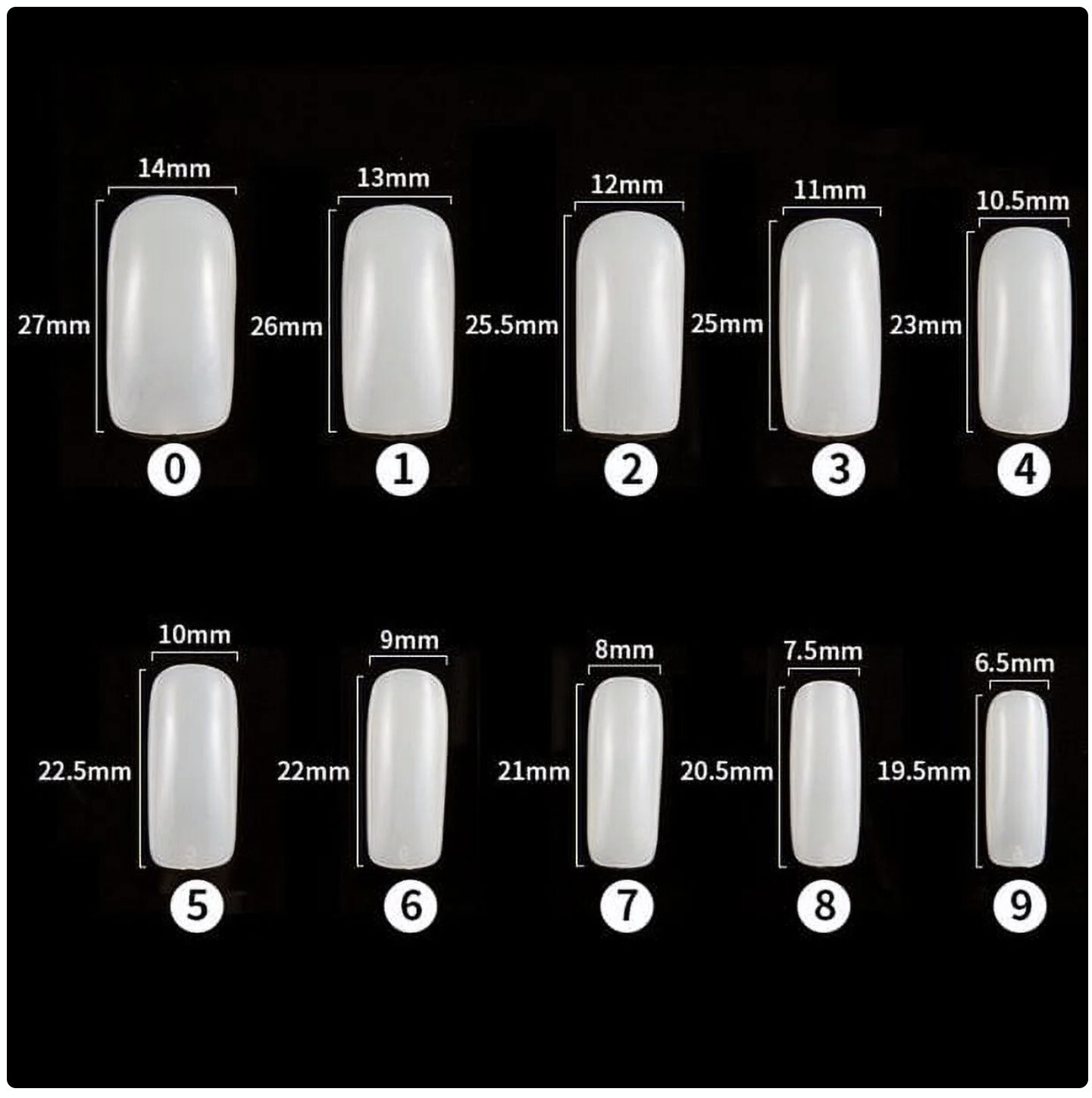 1000pcs Full Cover French Nail Tips Natural Acrylic False Nails Set – White