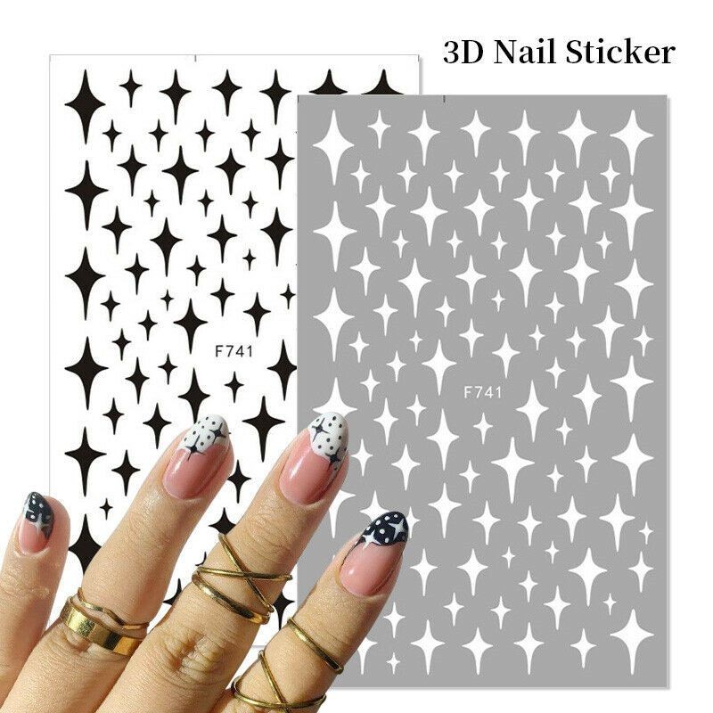 DIY Nail Stickers Love Heart Nail Art Manicure Black White Red Design Decals 3D