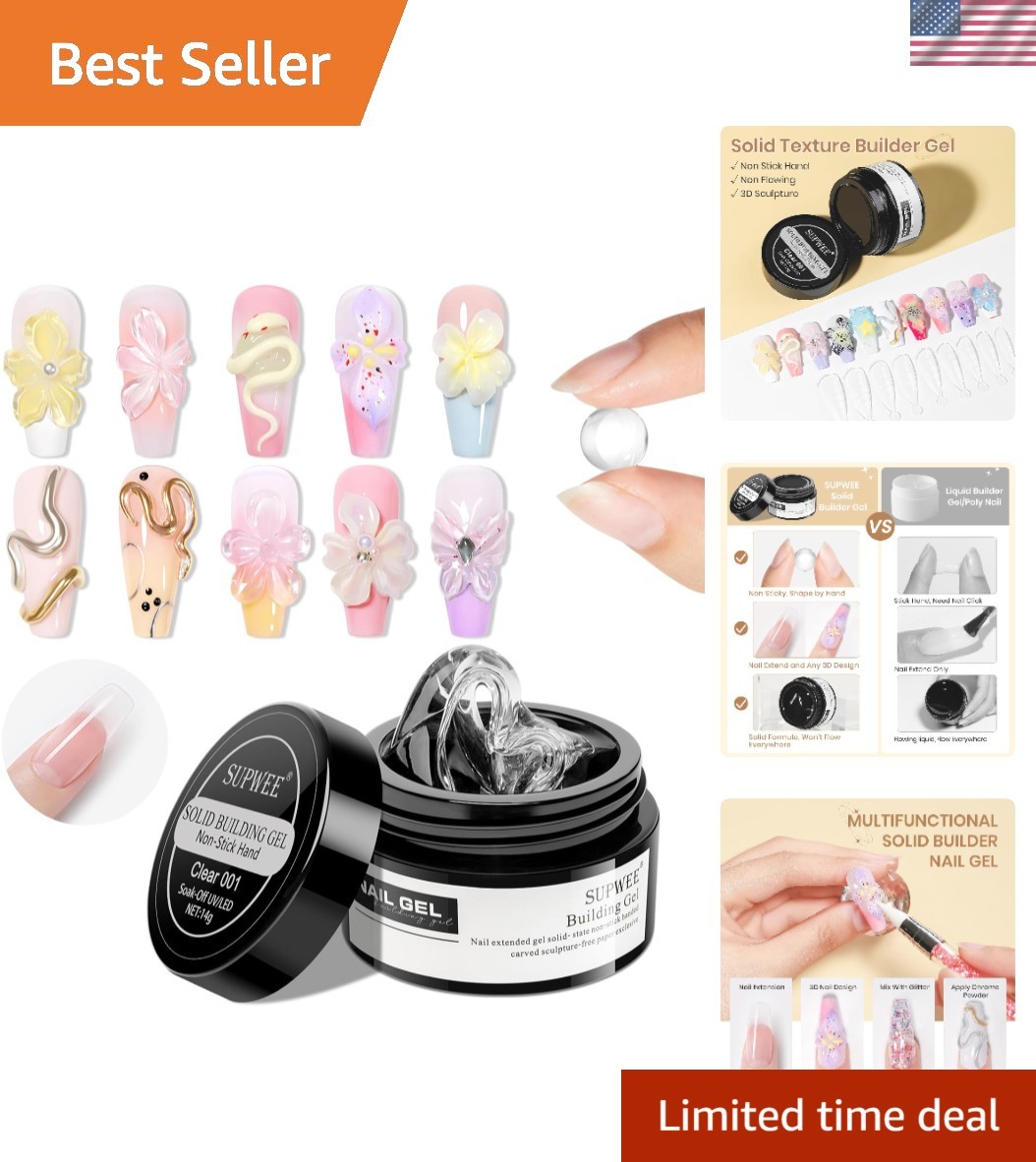 DIY 3D Nail Art Gel – 14g Non-Stick Builder Gel Kit for Salon Results at Home