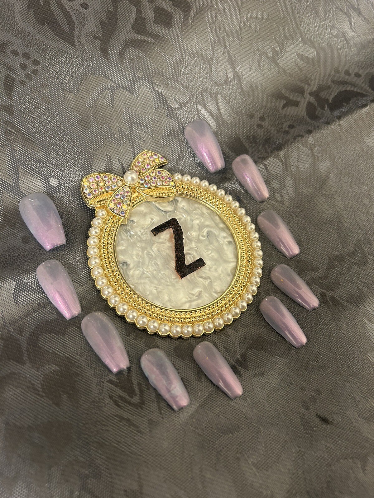 Z NAILZ!: Artisan Clear Pink/Blue Iridescent M Coffin Press on Nails