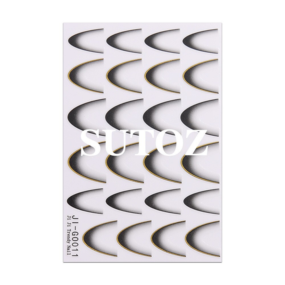 Gradient French Line Gold Stripe Nail Art Stickers Stencil Guides Manicure NH28