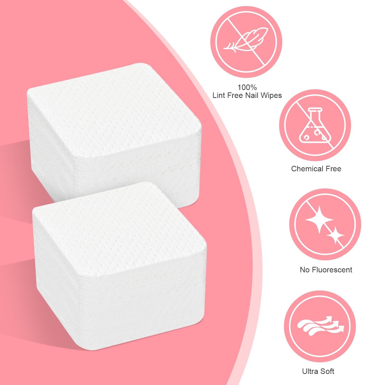 Nail Polish Remover, Lint Free Wipes 540PCS Acetone 540PCS, White