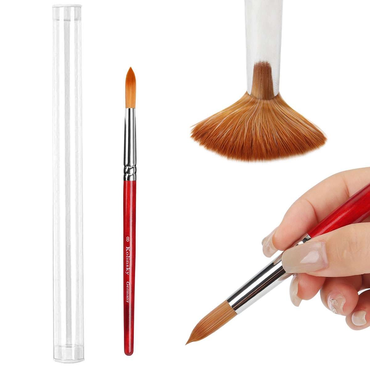 Kolinsky Sable Brush Nail #8-22 Nail Art Brush Red Wood Handle Manicure Tool