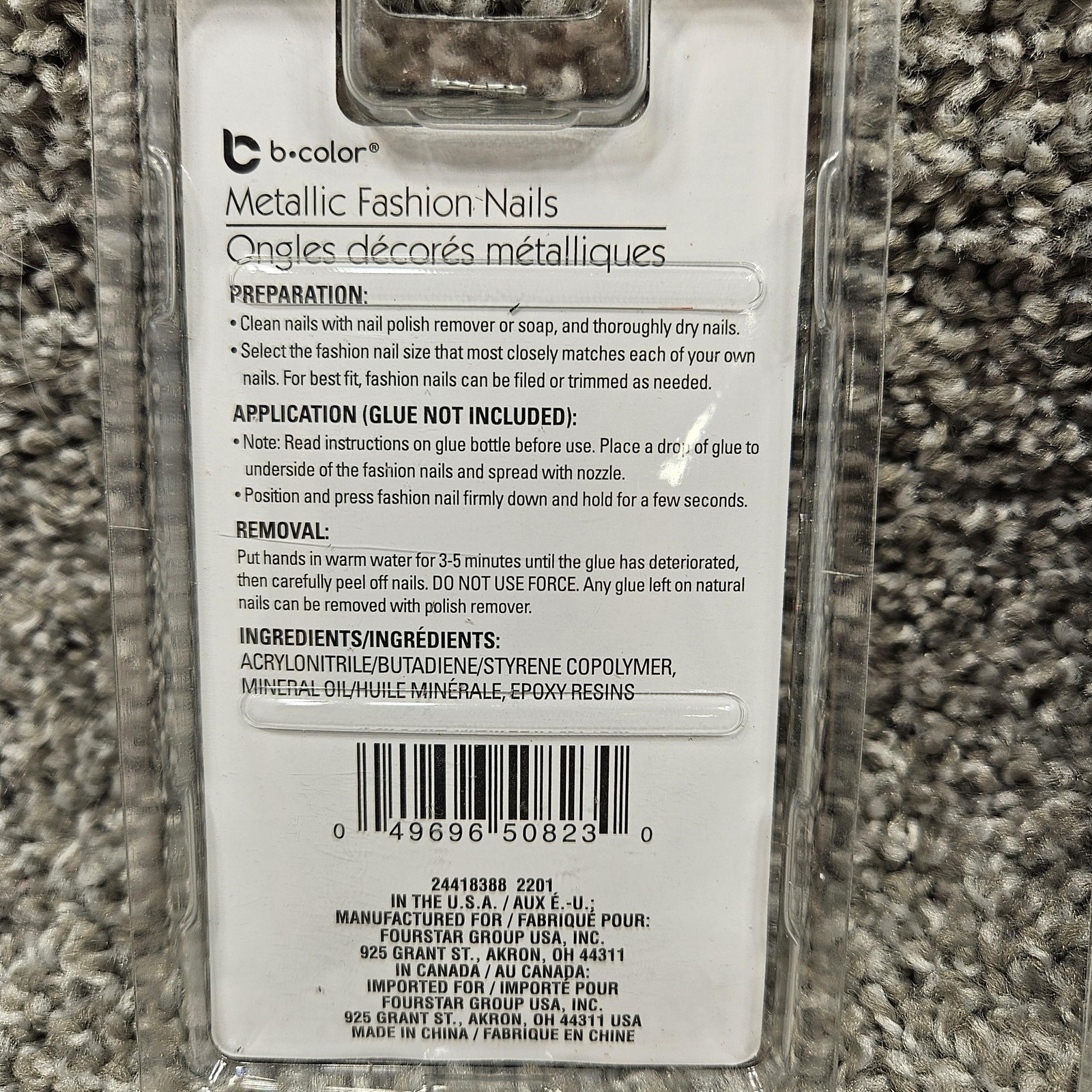 b•color Metallic Fashion Nails Stiletto Set 3 Packs 12pc False glue On Tips New