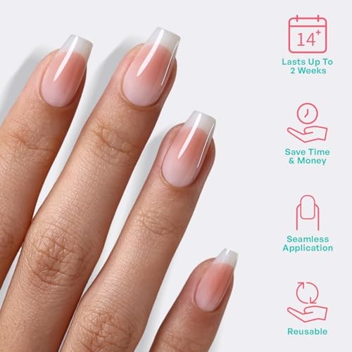 Milky White French Press on nails Christmas – Soft Gel 6-Gradient French