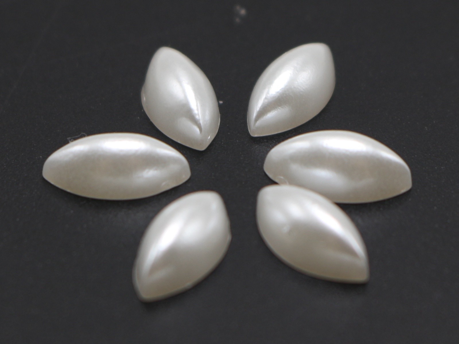 1000 Pure white Horse Eye Half Pearl Bead 4X8mm Flat Back Scrapbook Craft