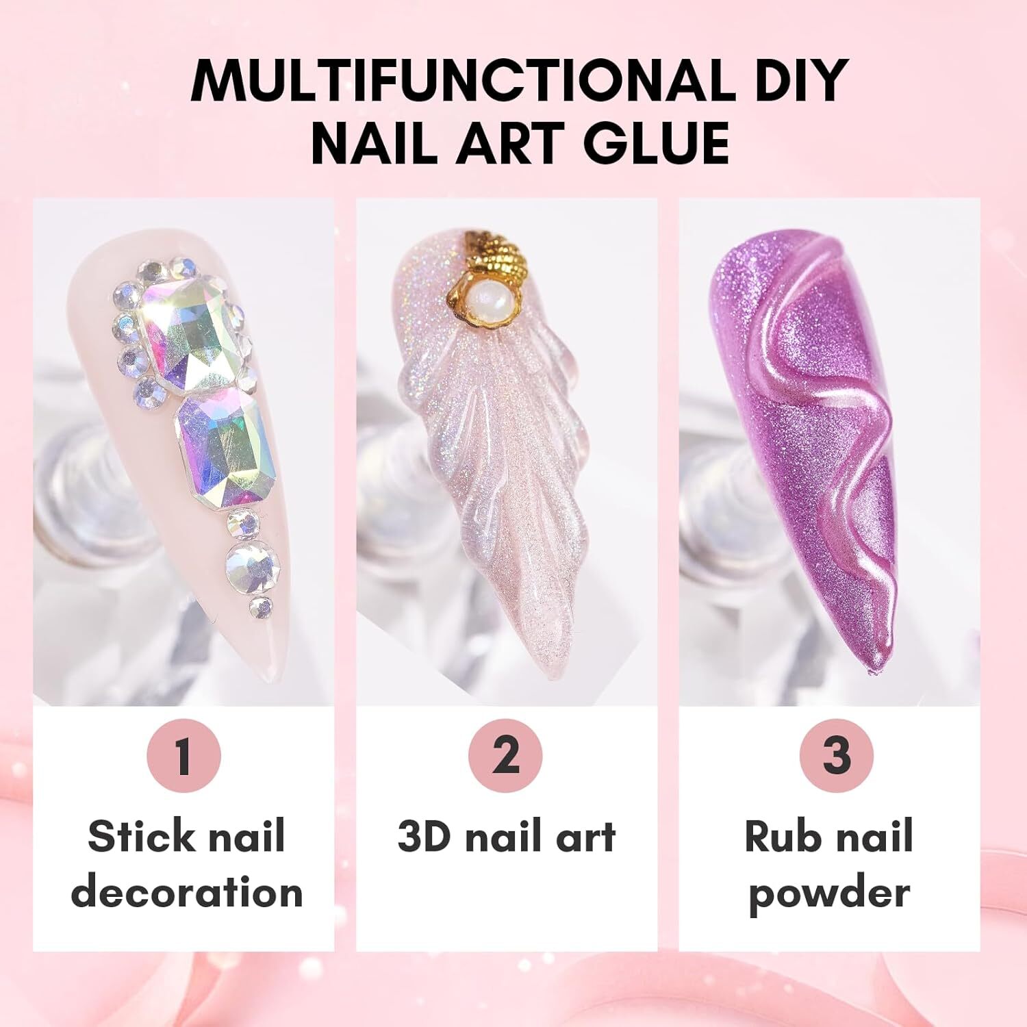 Makartt Nail Rhinestone Glue Gel 1.06Oz Nail Lamp Needed Gem Glue Gel Super Stro