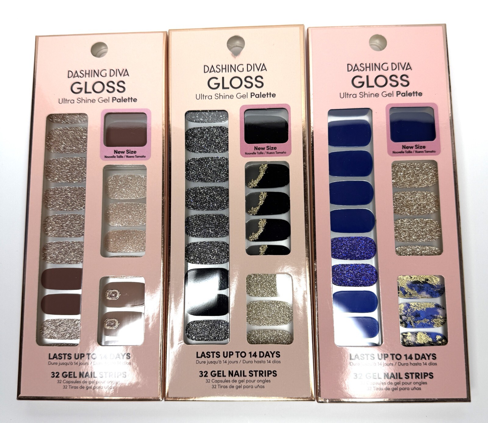 3 Dashing Diva Nail Strips Blue Vixen Galaxy Unknown Amber Asteroid
