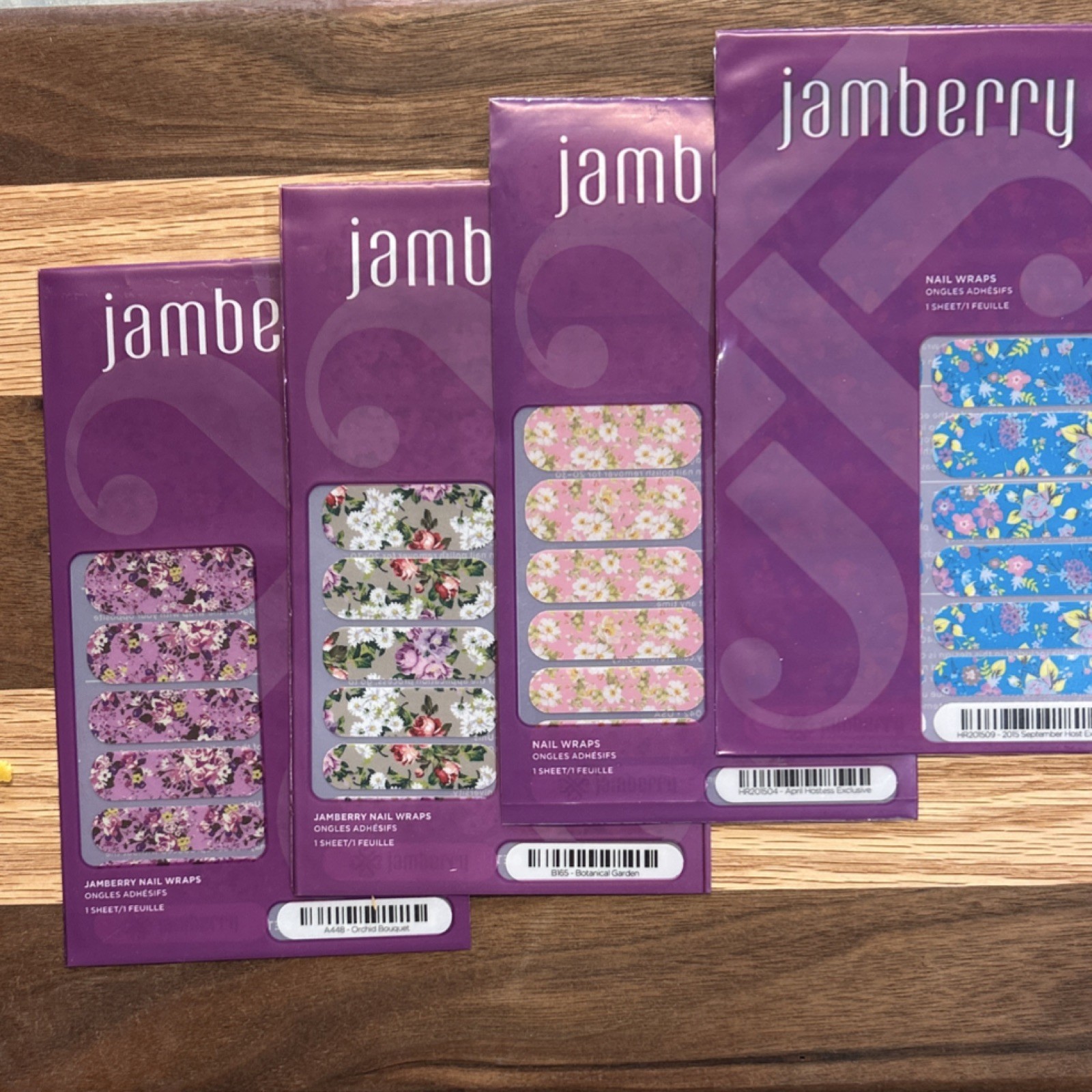 Jamberry Floral Nail Wraps Multicolor Self-Adhesive Botanical Garden Assorted