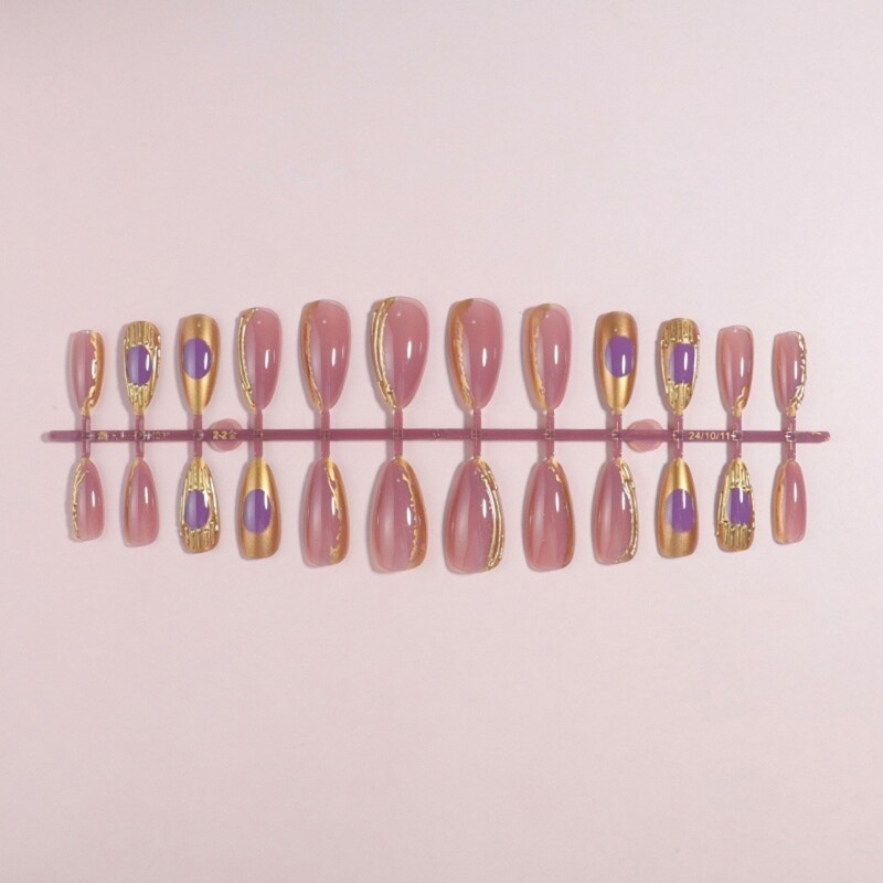 24pcs Artistic Almond Shape Press on Nail with 3D Designs False Nail for Women