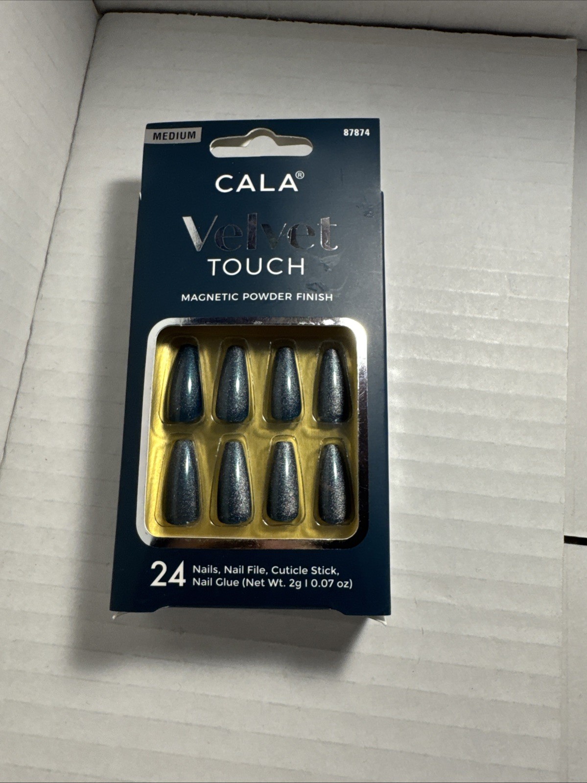 CALA Velvet Touch Magnetic Powder Finish Medium Coffin Press On Nails 24 Count