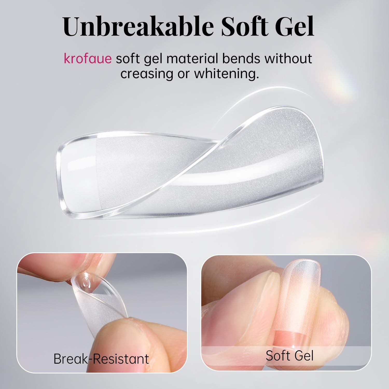 krofaue 3 Styles 3 Short Nail Tips Kit, 3 Kit