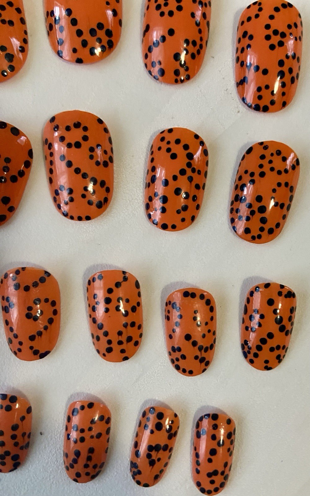 5 Sets Hand Painted Press On Nail Sets – Polka Dot Theme