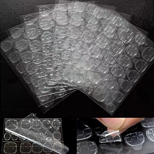Thin Breathable Adhesive Tabs Fake Nail Glue Sticker 10 Sheets Super 240 Pcs