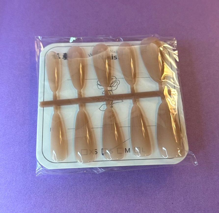 10Pcs Long Almond False Press on Nails Minimalism Nude Classic Simple Fake Nails