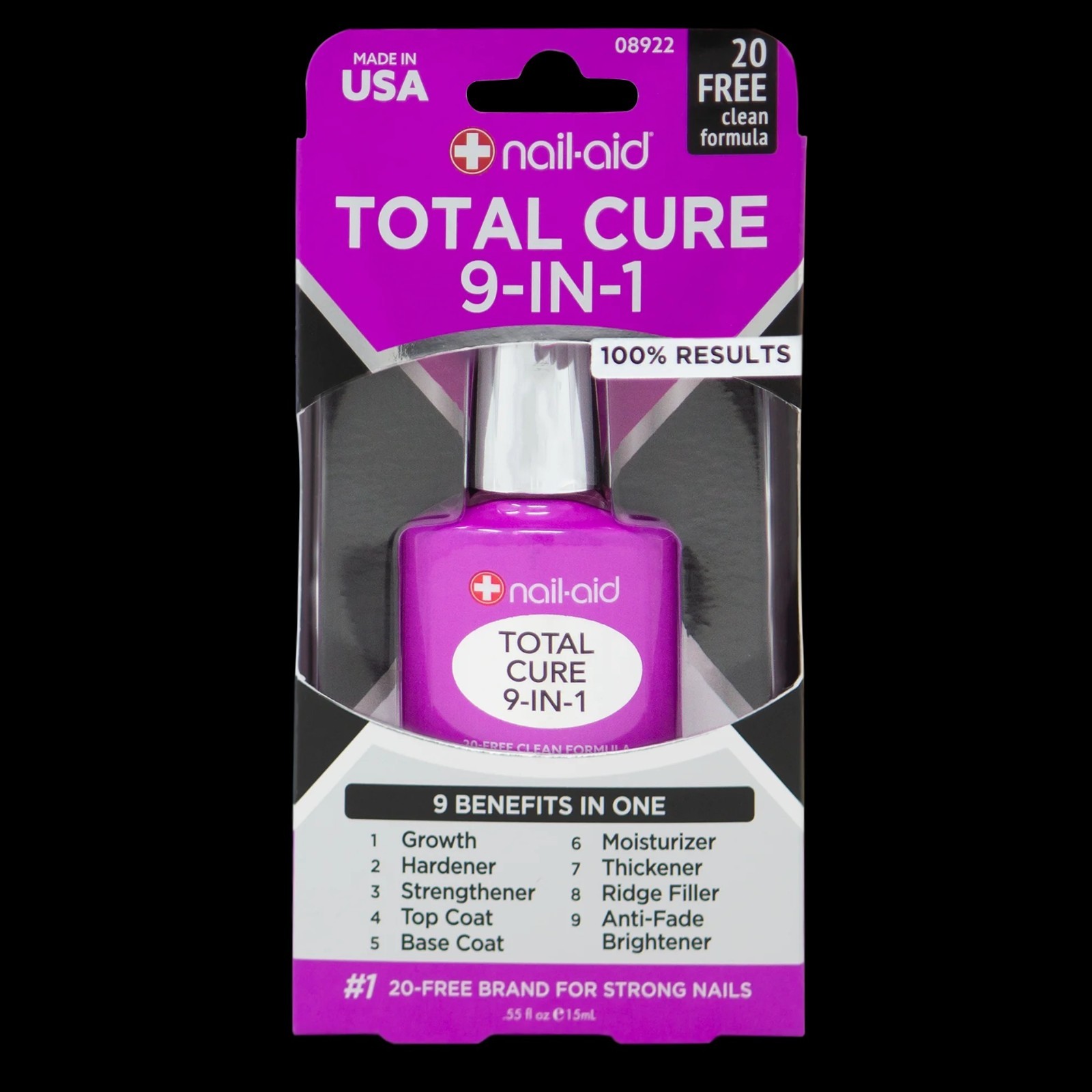 Nail-Aid Total Cure 9-in-1 Nail Strengthener Growth & Hardener 0.5oz – Pack of 3