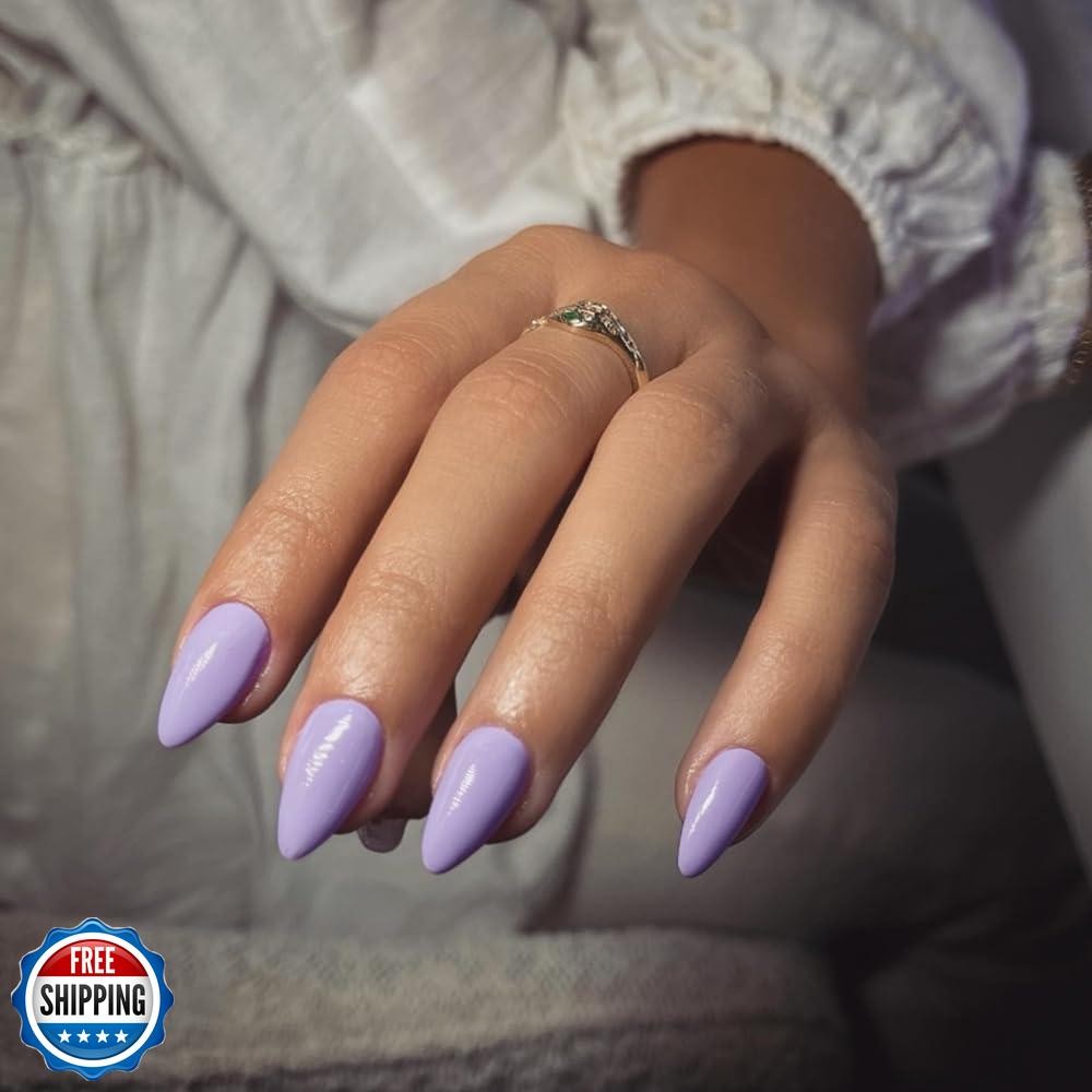 Lilac Nails Press on, Light Purple Press on Nails Short Almond Shaped, SXVME