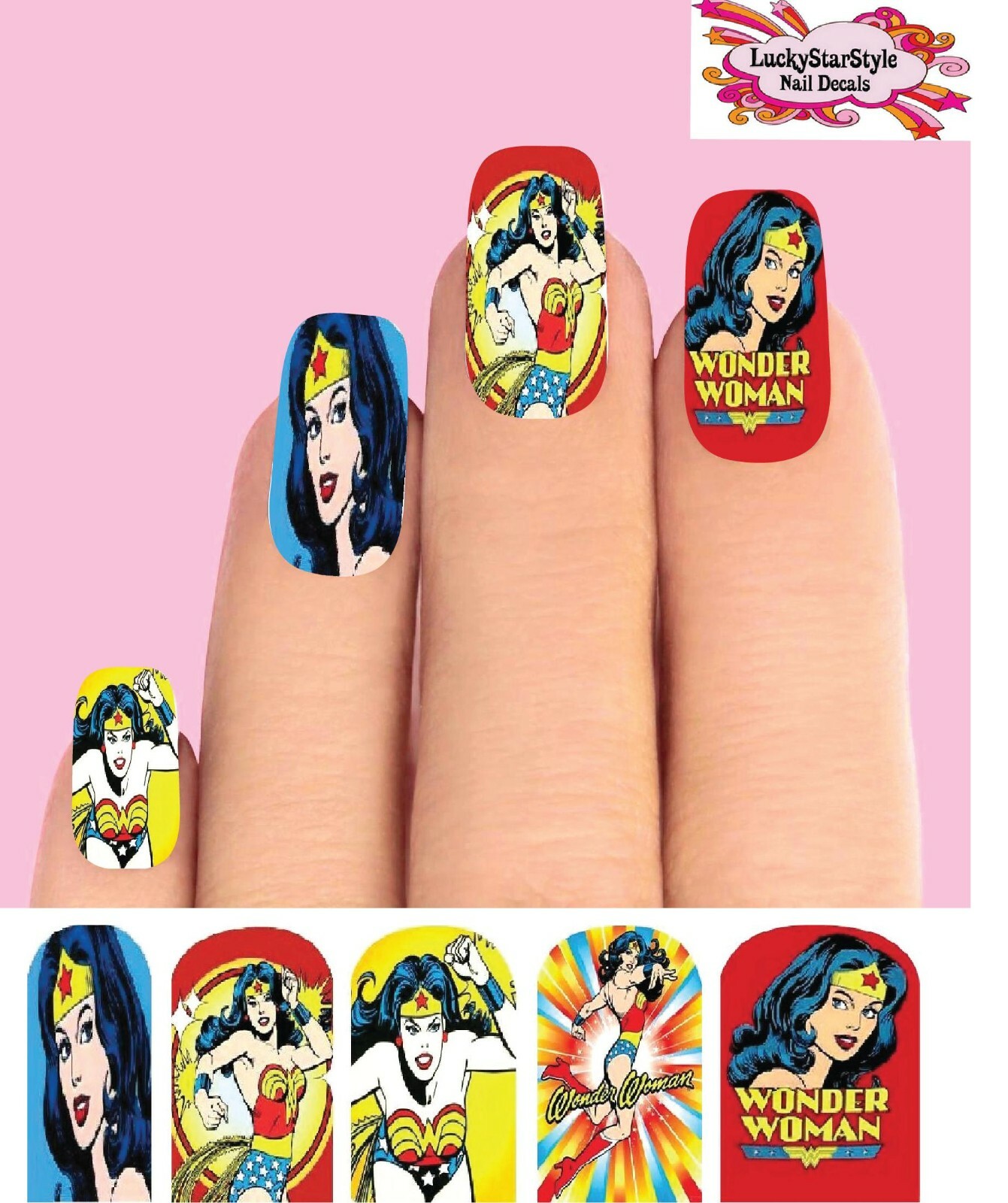 Waterslide Full Nail Decals Set of 10 – Wonder Woman Vintage Comic Book