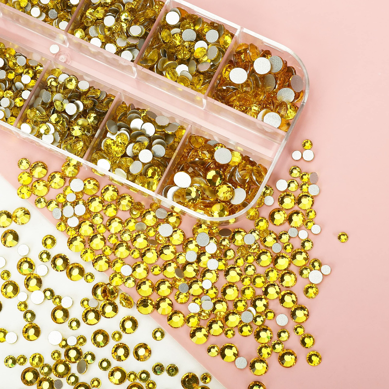 2400Pcs Lemon Yellow Flatback Rhinestones for Crafts,Nail Gems Glass Flatback…