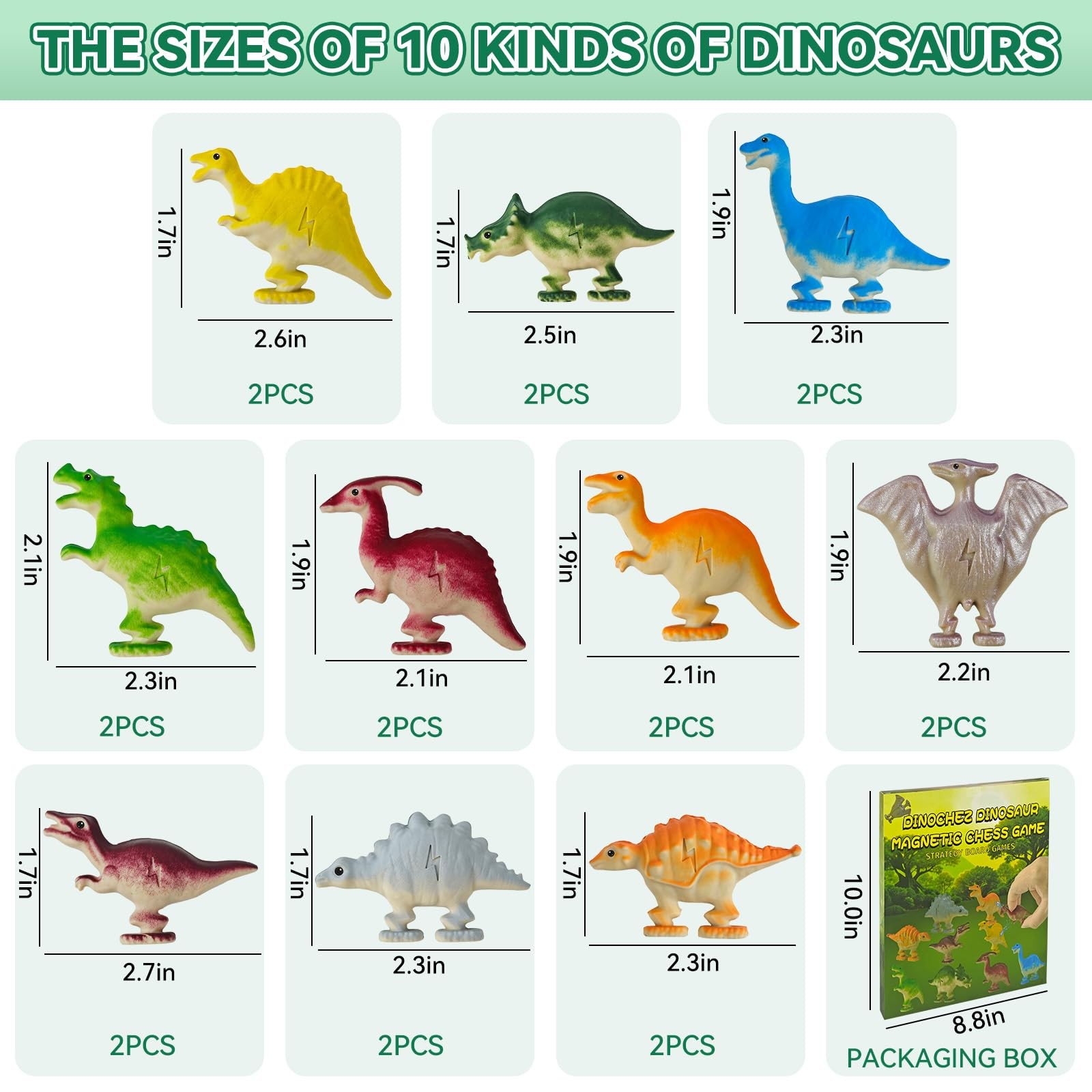 Dinochez Dinosaur Chess Game Set 2026, 20 Pcs Medium, Colorful