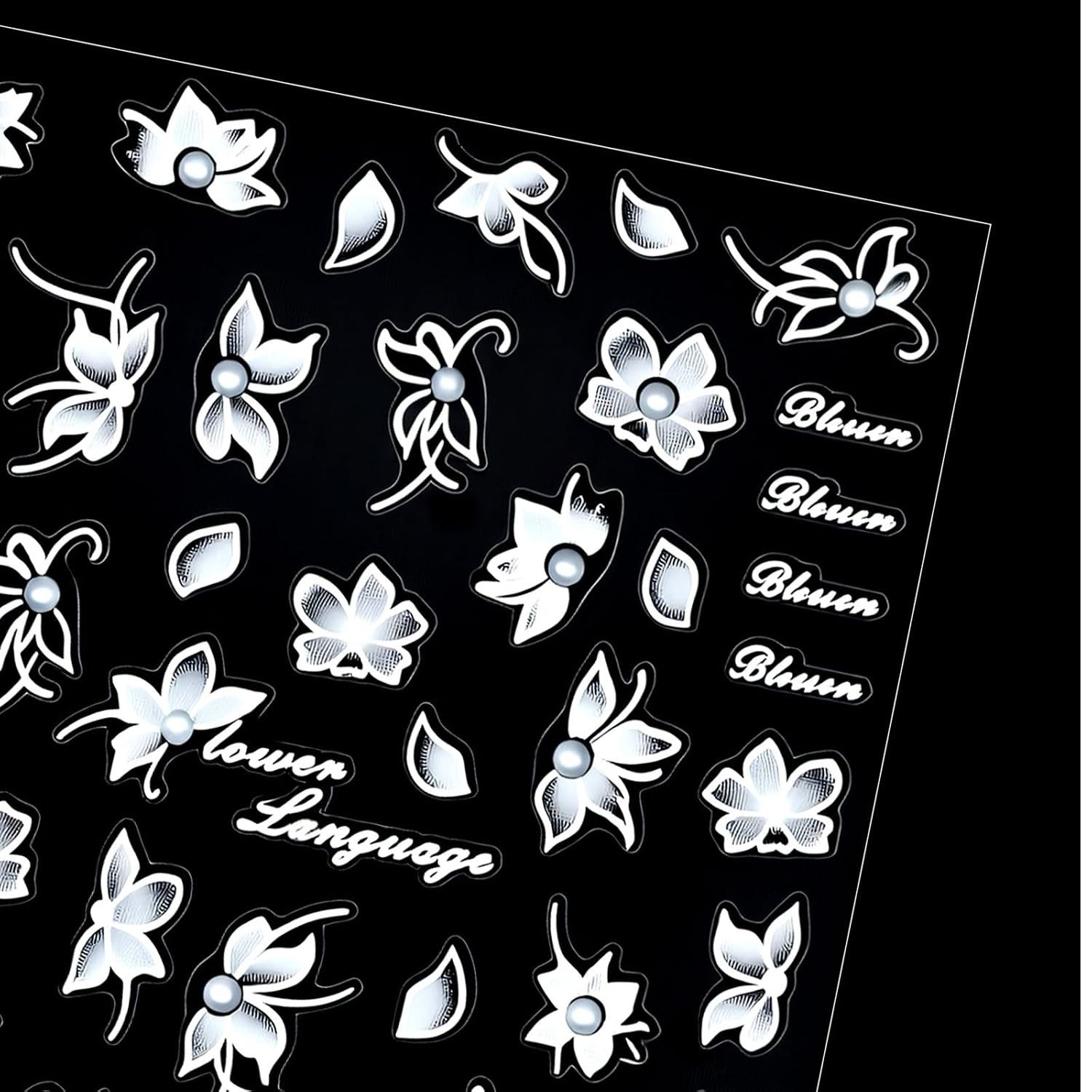 White Self Adhesive 3D Floral Lace Nail Decals Nail Art Supplies Floral Nail