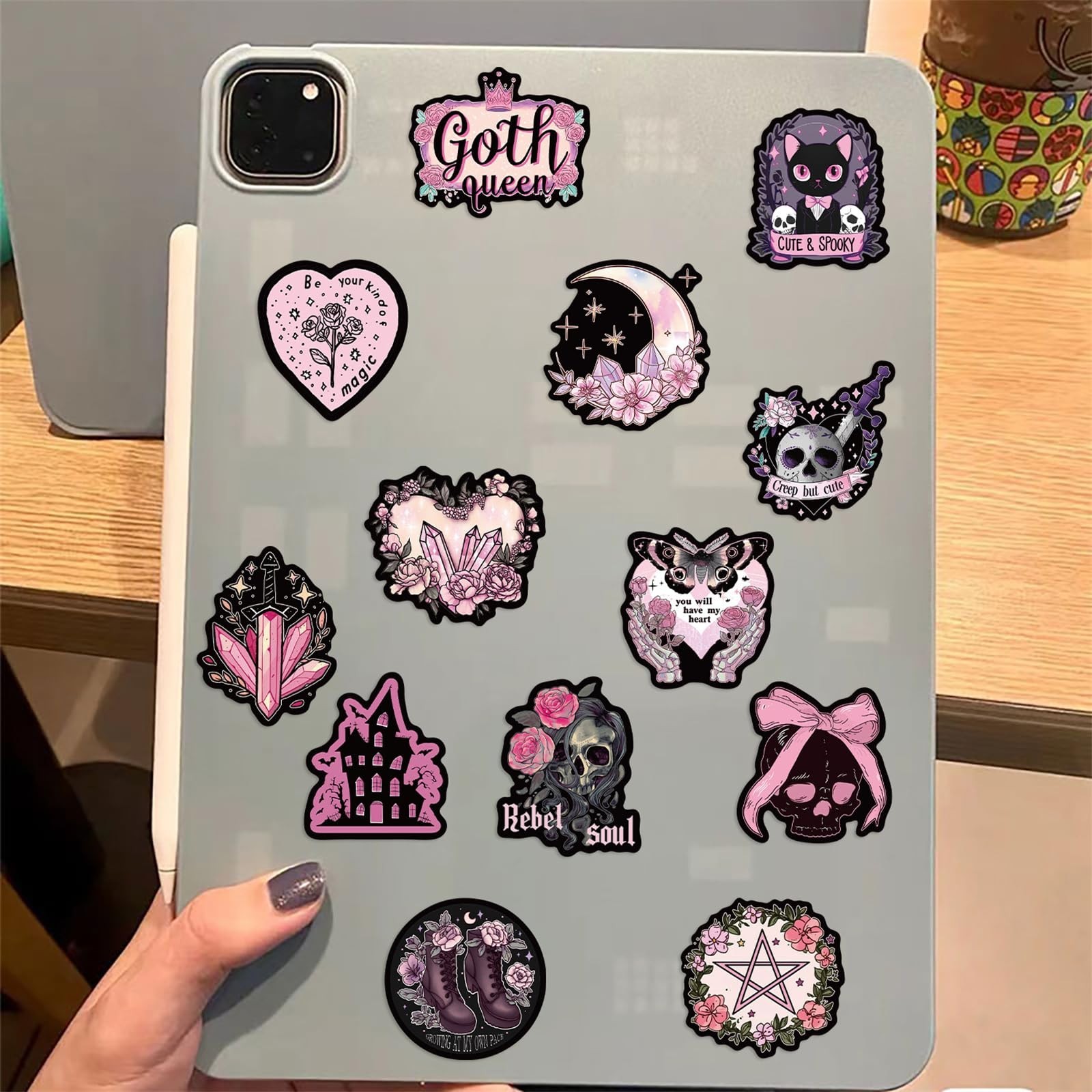 50Pcs Cool Goth Sticker for Adults Black Pink Aesthetic Gothic Stickers Pack …