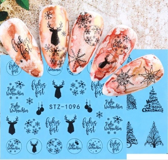 Christmas Nail Art Water Decals: Santa, Snowman, Reindeer(Group 1)