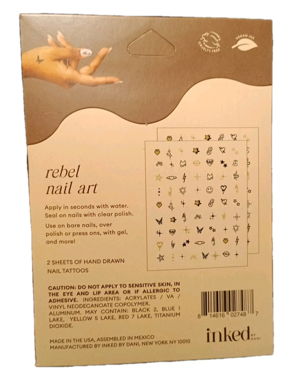 Rebel Nail Gold Metallic Inked By Dani Nail Art Tattoos For Skin & Nails 100 Tat