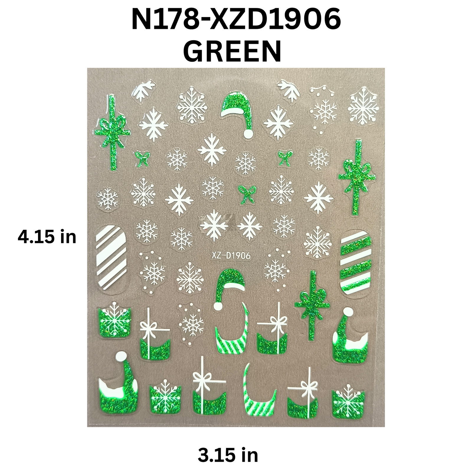 Merry Christmas Nail Stickers – Candy Stripe & Reindeer Design