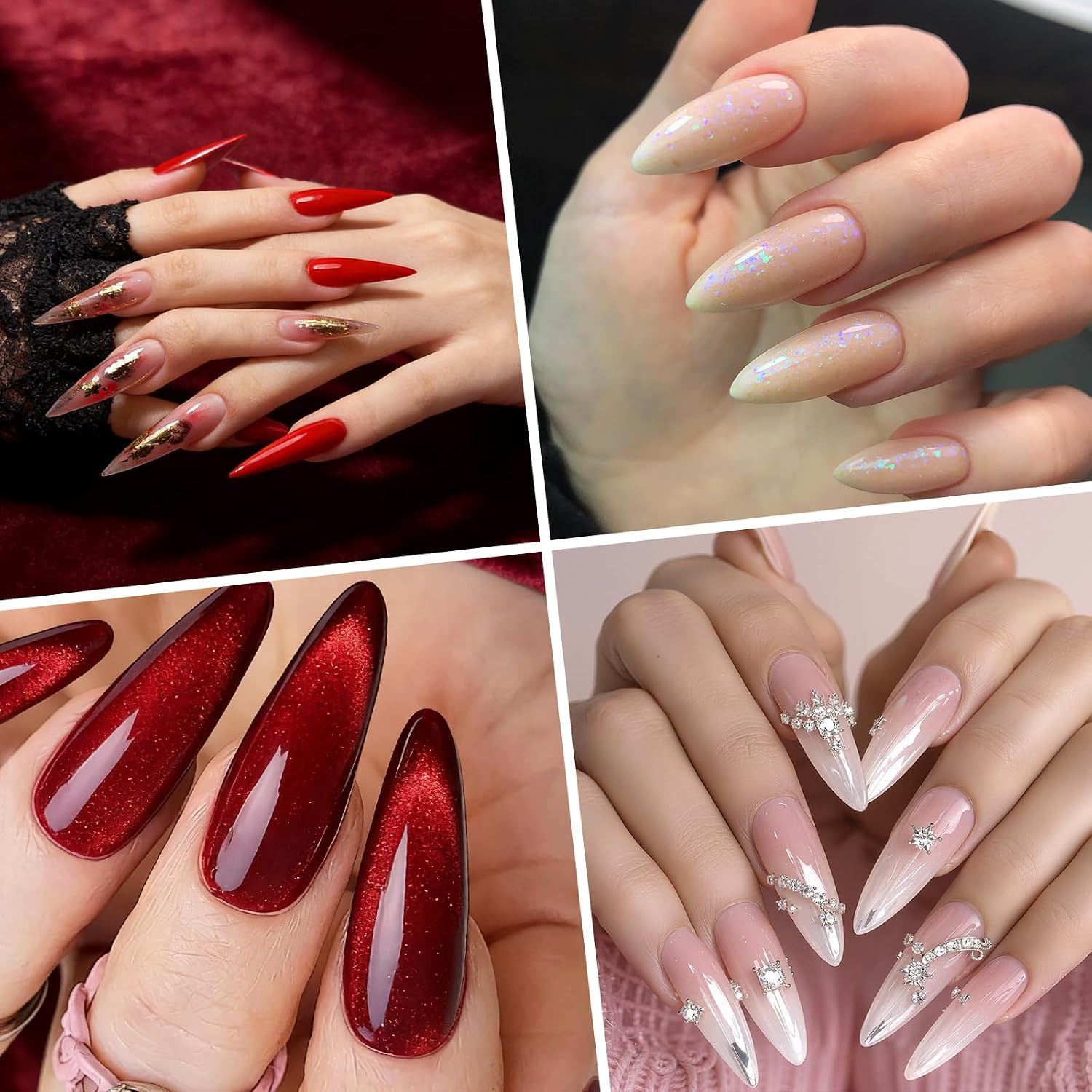 120PCS Short Stiletto Nail Tips, Half Cover Soft Gel False Nails | Half Cover Al