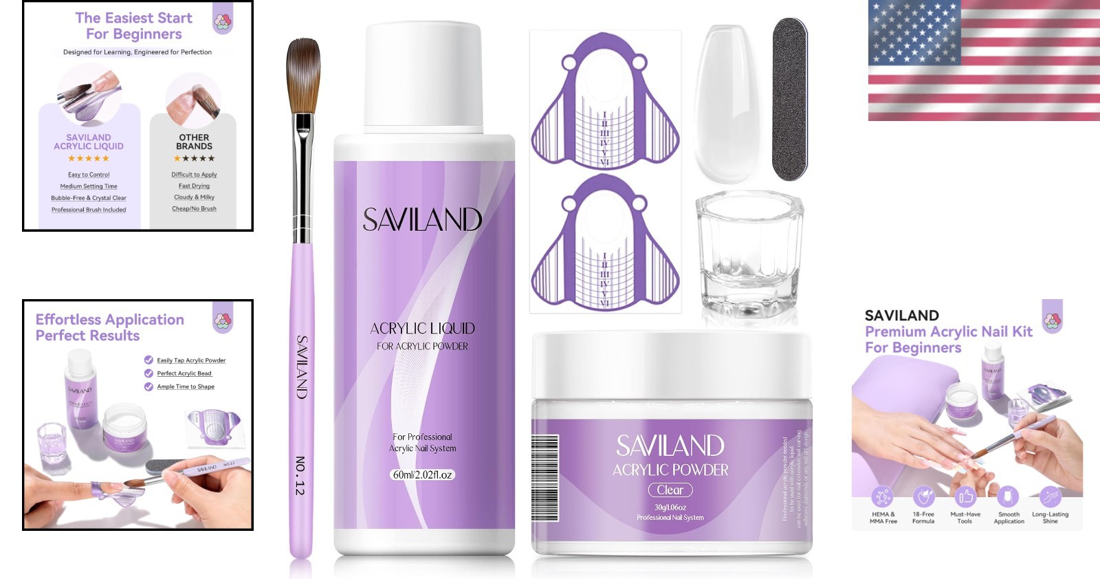 DIY Acrylic Nail Kit with Keratin-Infused Powder & Accessories for Salon Quality
