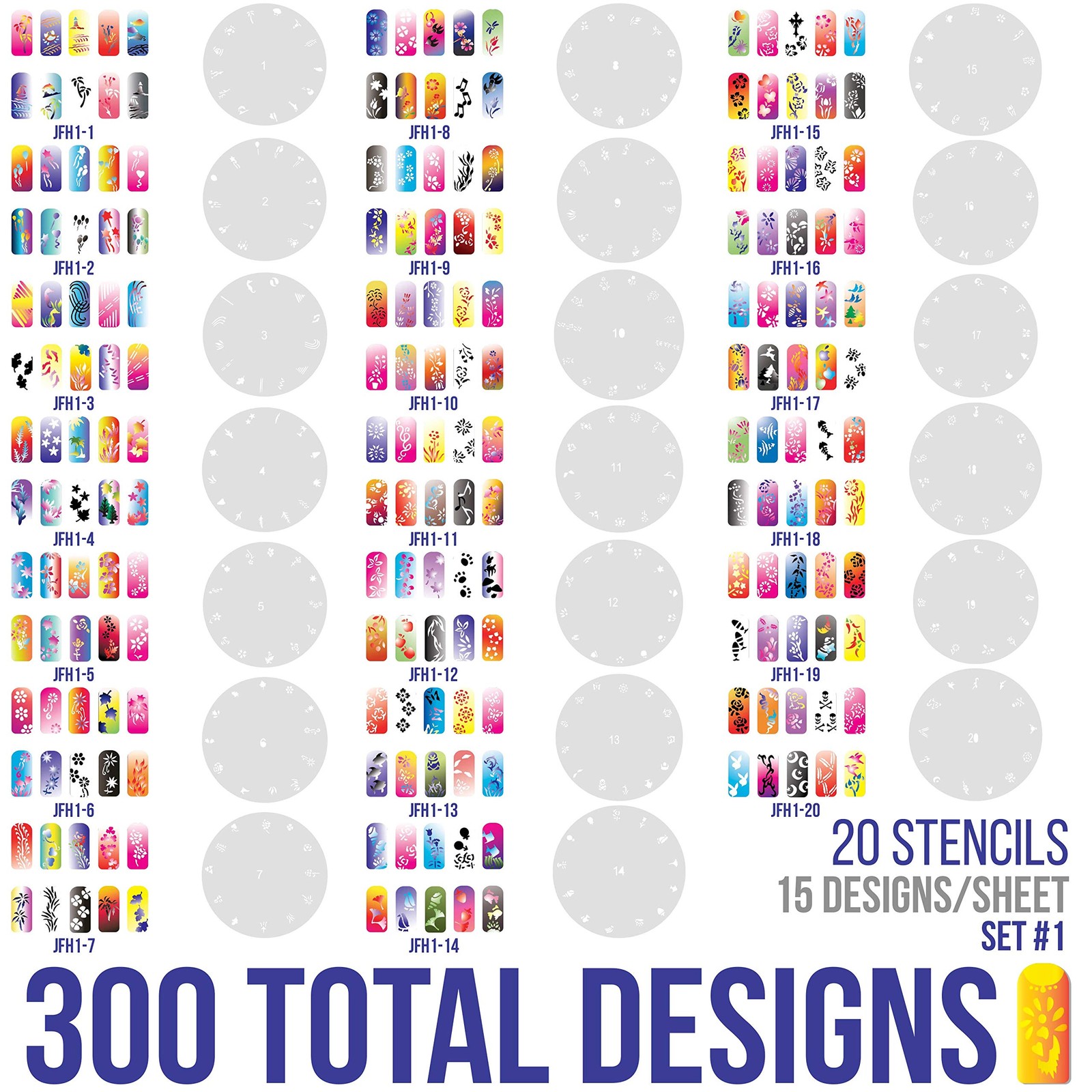 Airbrush Nail Stencils – Nail Art Stencils Series #1: 260 Unique Designs from…