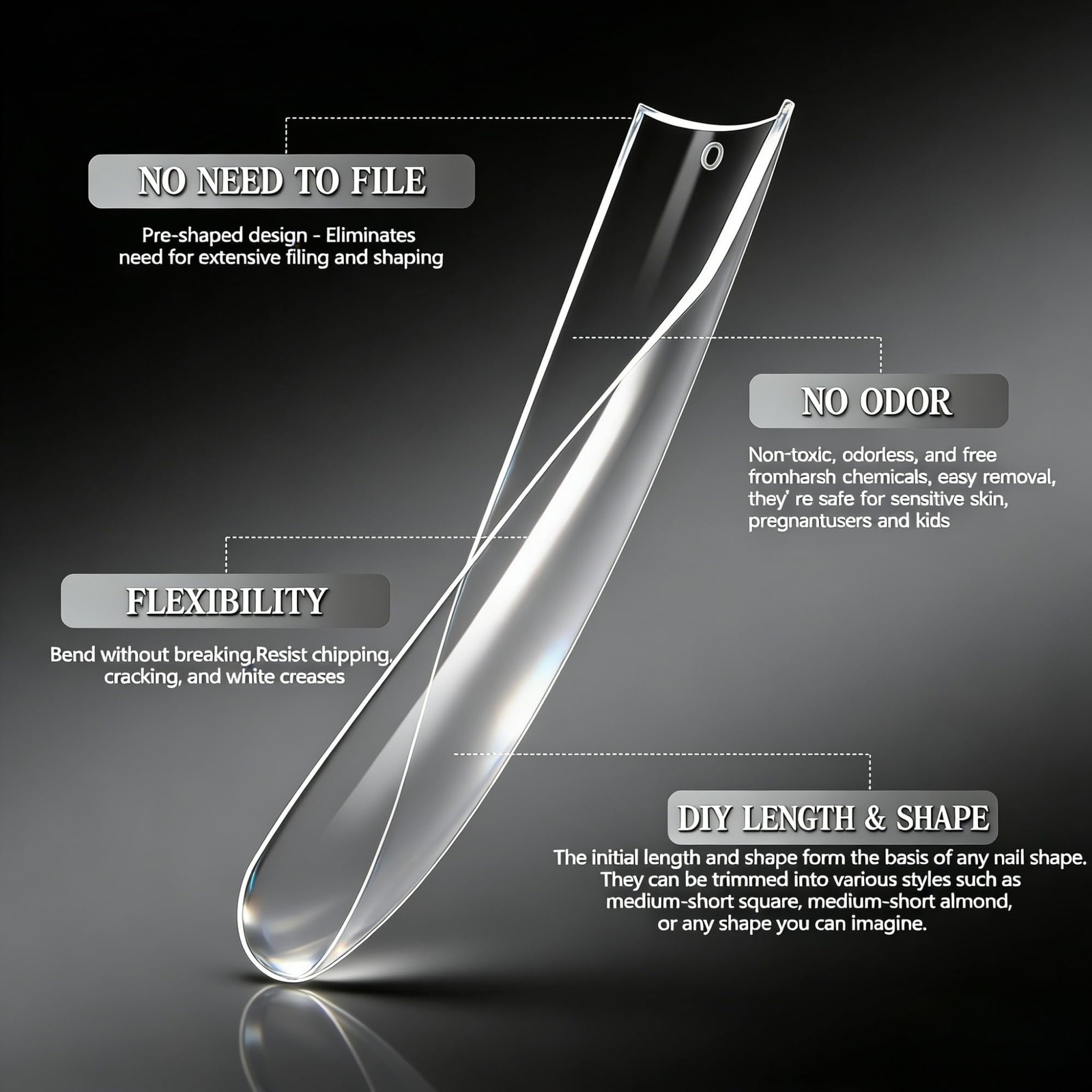 AKA Unicorn Soft Gel Nail Tips,XXXL Extra Long, Clear Long Square Tips