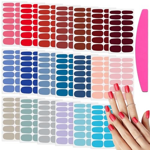 20 Sheets Nail Wraps for Women Solid Color Nail Polish Stickers E Solid Color