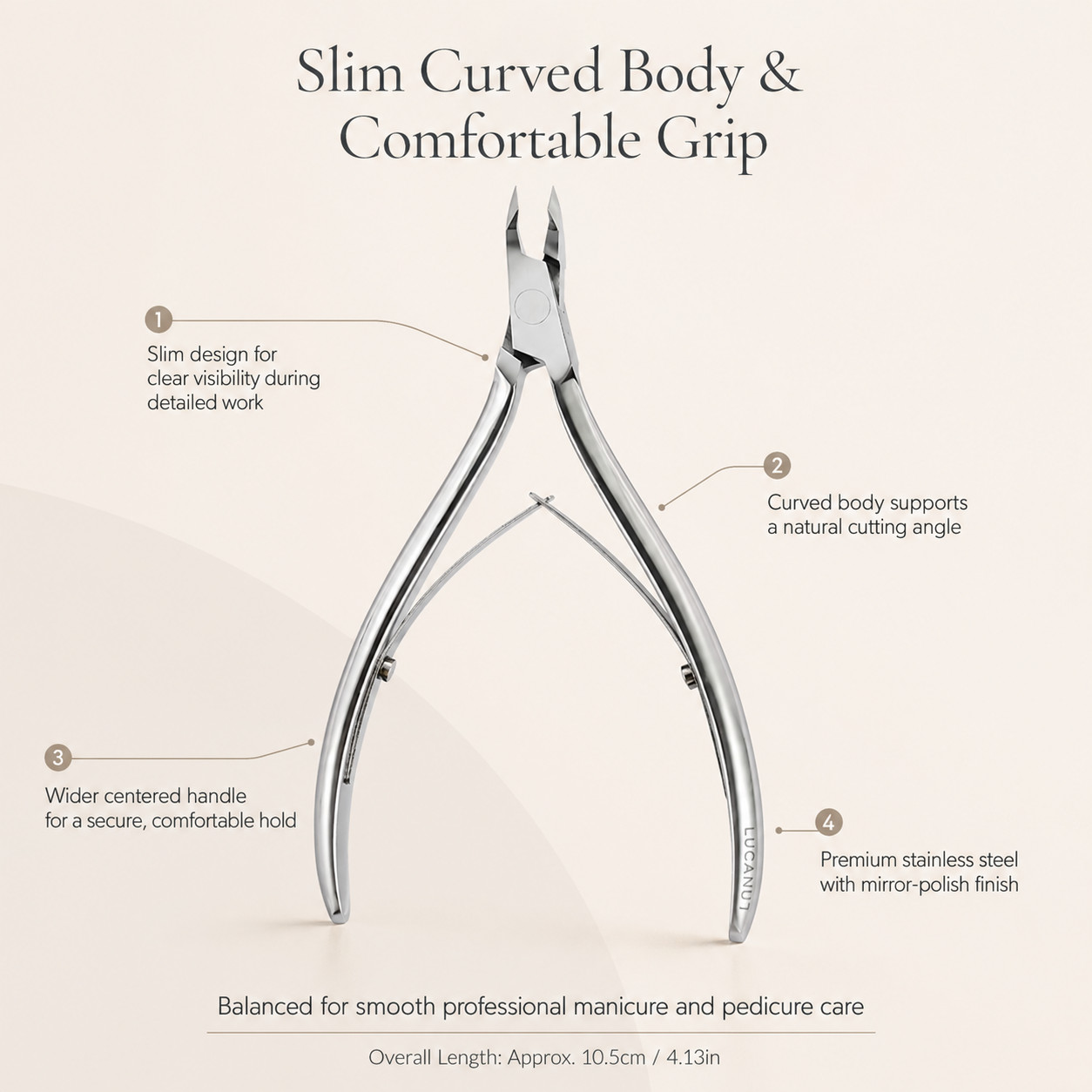 LUCANUS Airfit Cuticle Nipper 4mm Anti-Pinch Professional Manicure Nail Tool