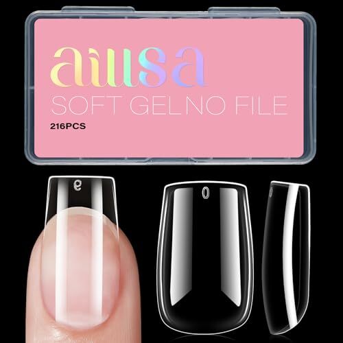 Short Square Nails Clear Gel Nail Tips False Full Cover Soft 216pcs–square
